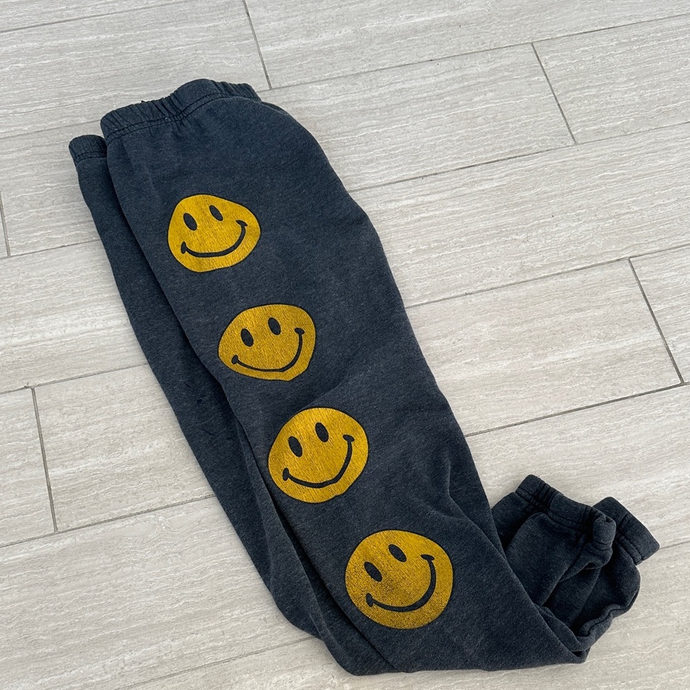 Aviator Nation Kids Joggers - Black with Smiley Faces 14